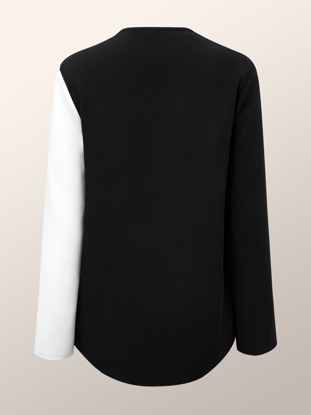 Color Block Long sleeve Simple Loose Blouse
