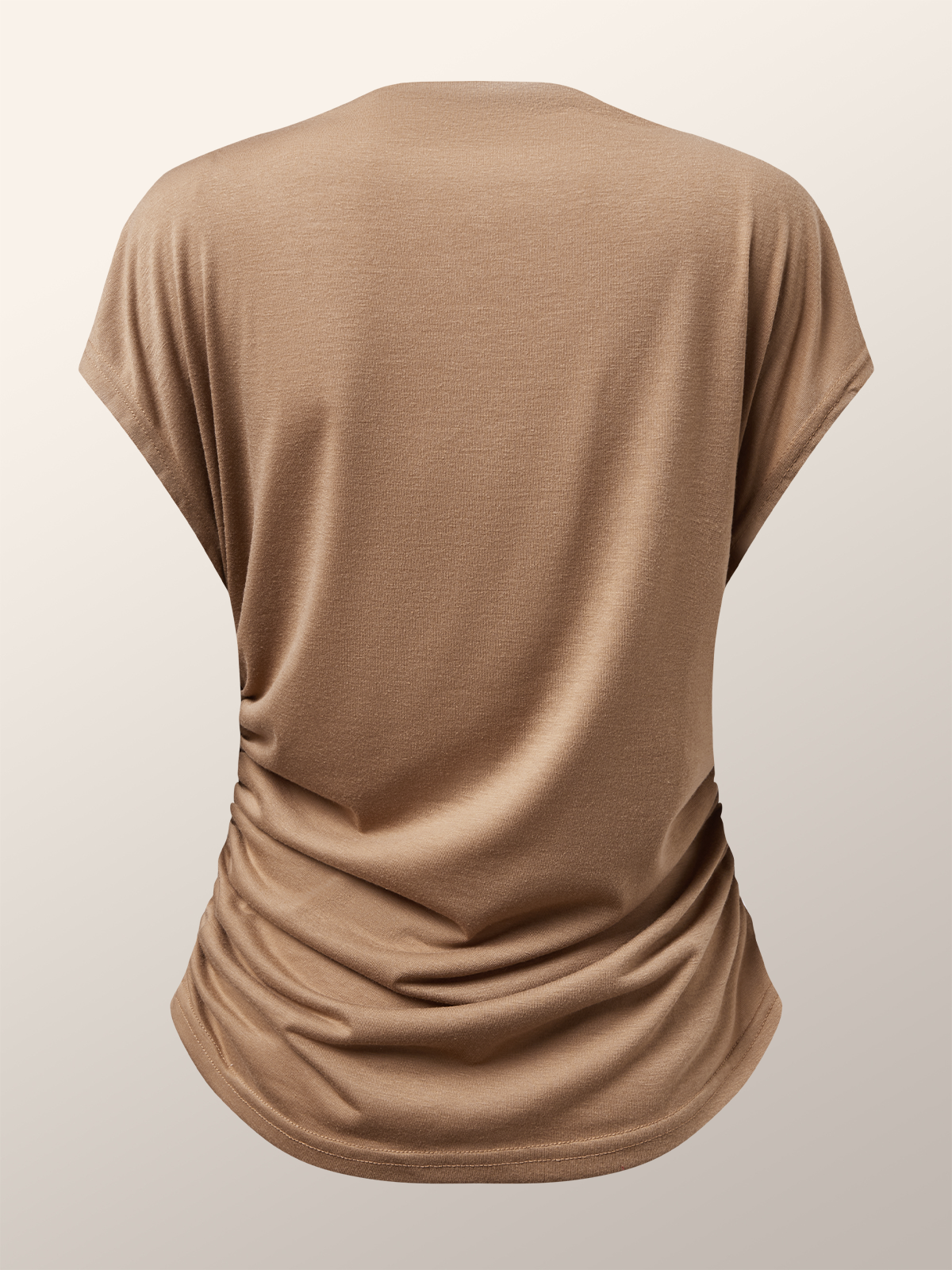 Urban Plain Regular Fit Crew Neck Ruched T-Shirt
