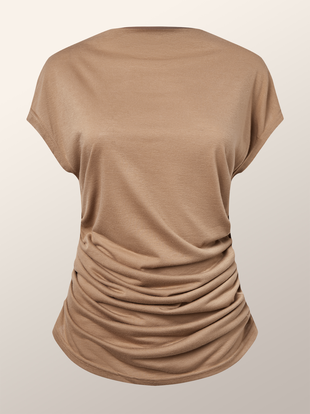 Urban Plain Regular Fit Crew Neck Ruched T-Shirt