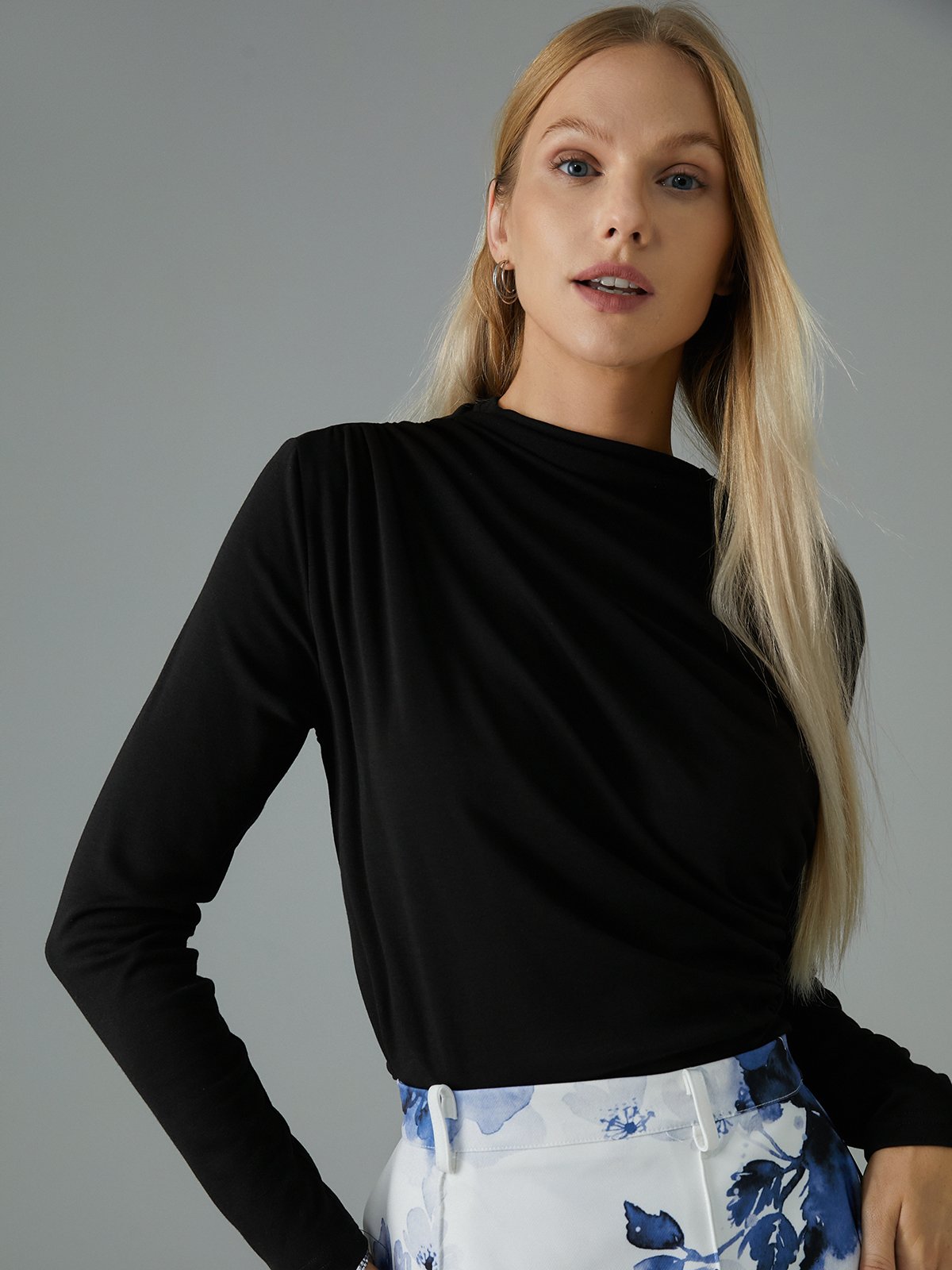 Half Turtleneck Elegant Regular Fit Plain T-Shirt