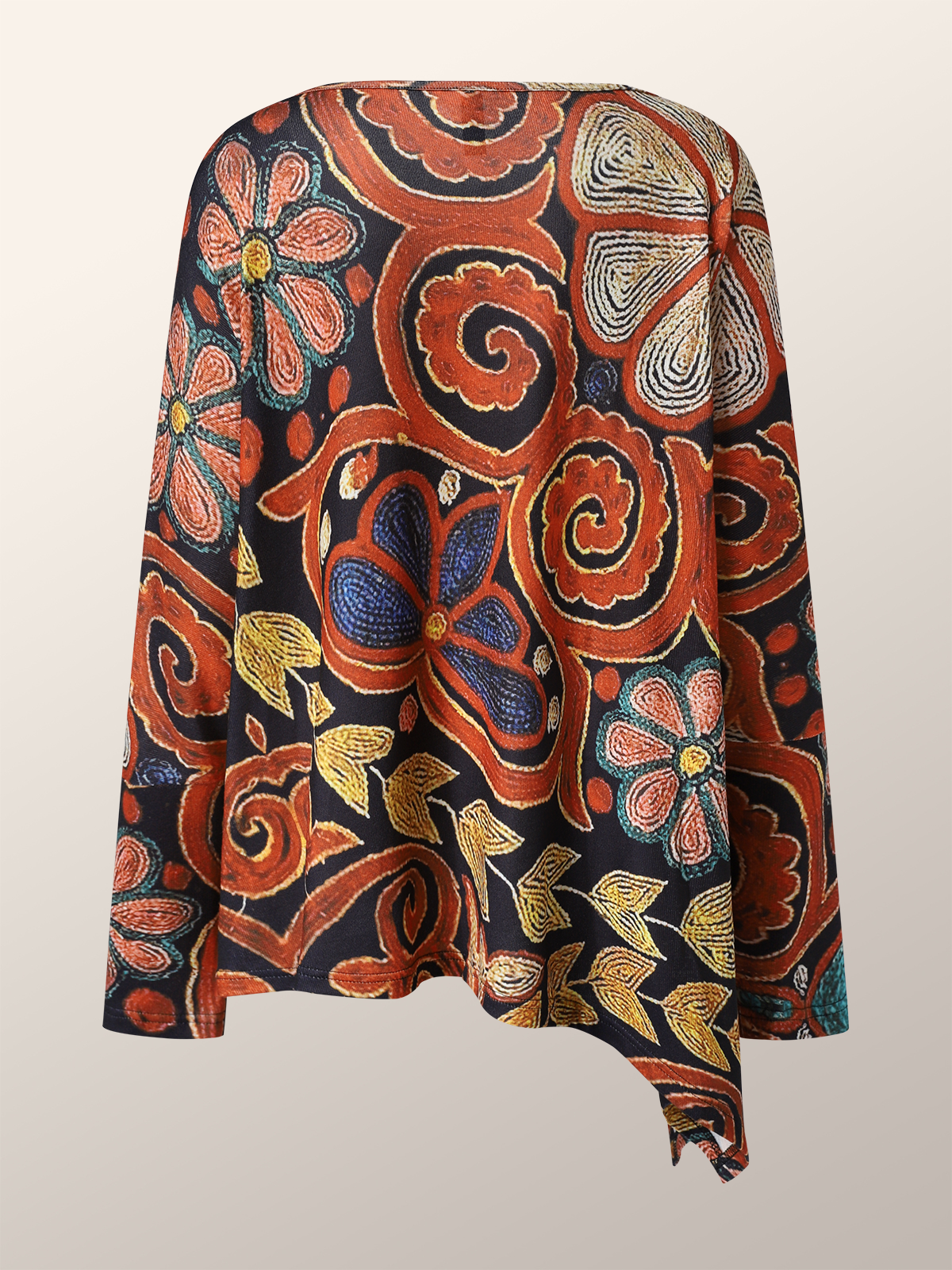 Boat Neck Urban Abstract Loose Shirt