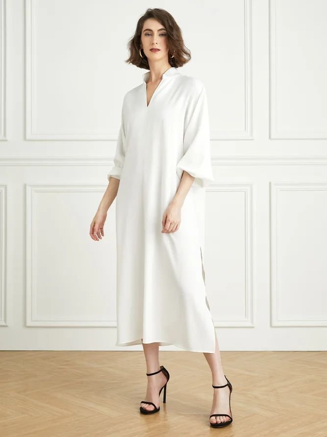 2023 Fashion week loose Plain Shirt Collar Elegant Dress