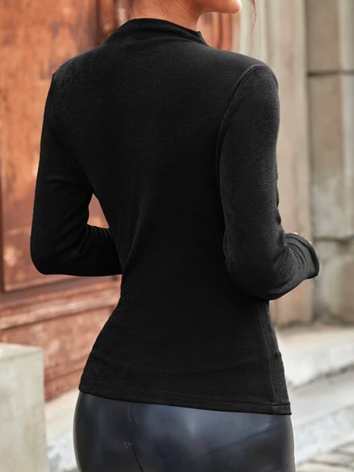 Half Turtleneck Elegant Regular Fit Plain T-Shirt