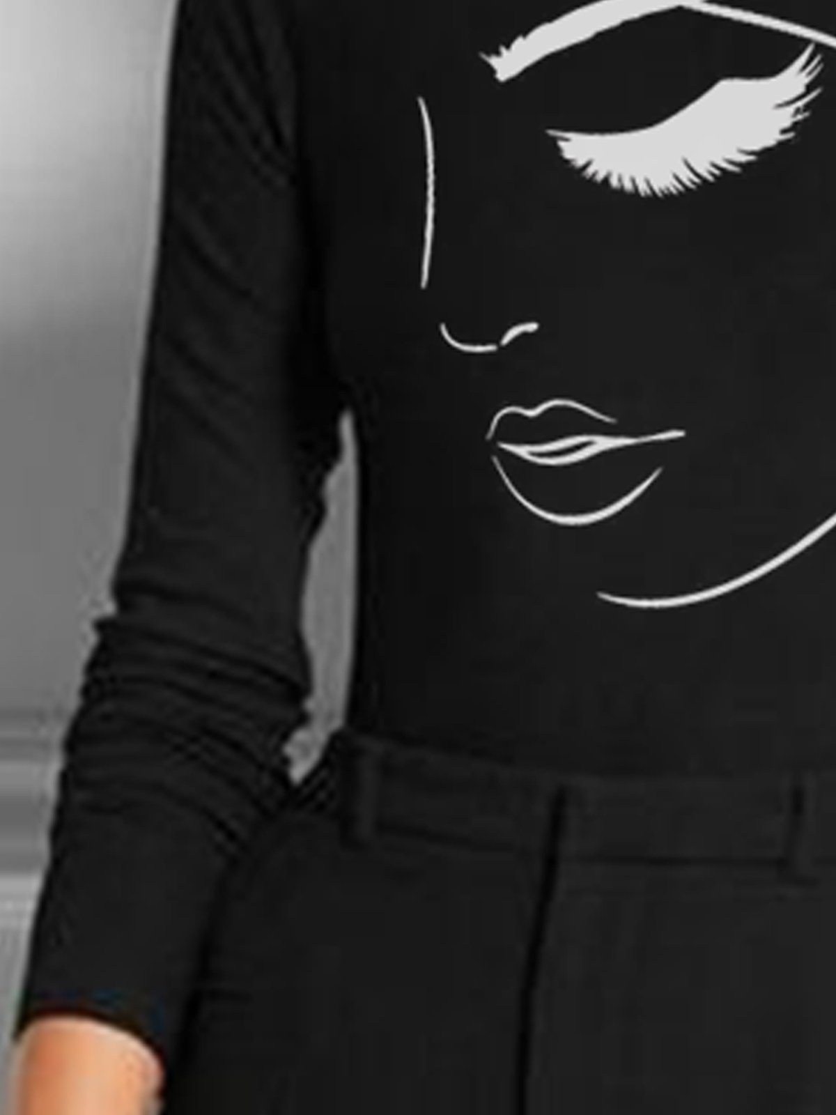 Tight Face Turtleneck Urban Long Sleeve T-Shirt