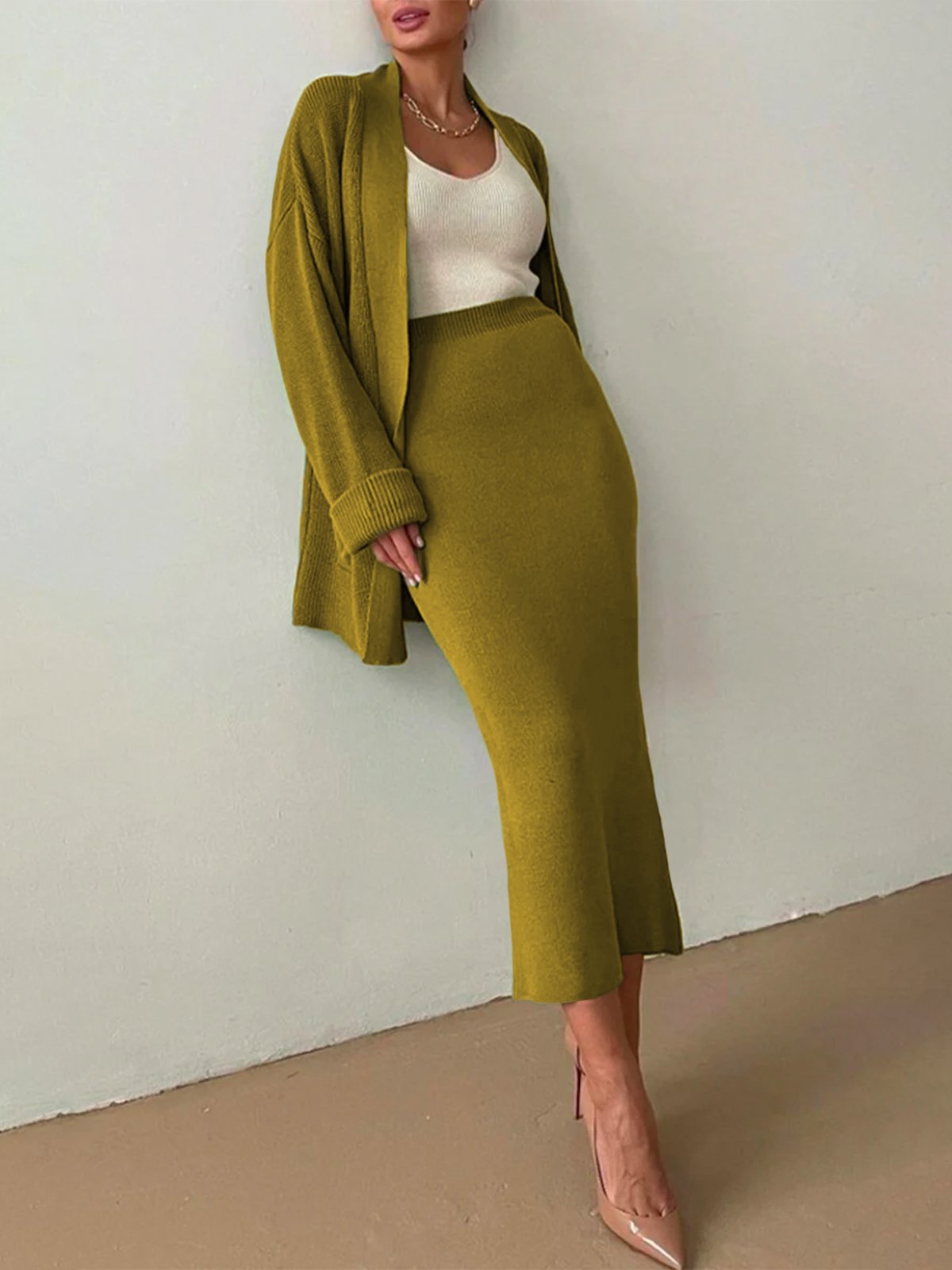 Regular Fit Urban Plain Midi Skirt