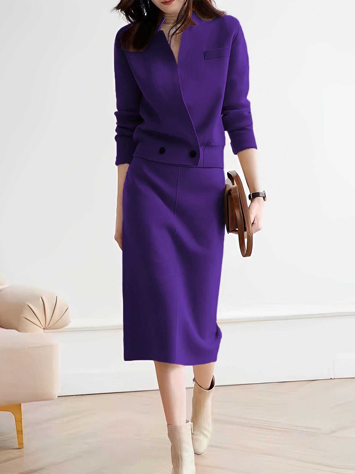 Regular Fit Plain Urban Midi Skirt