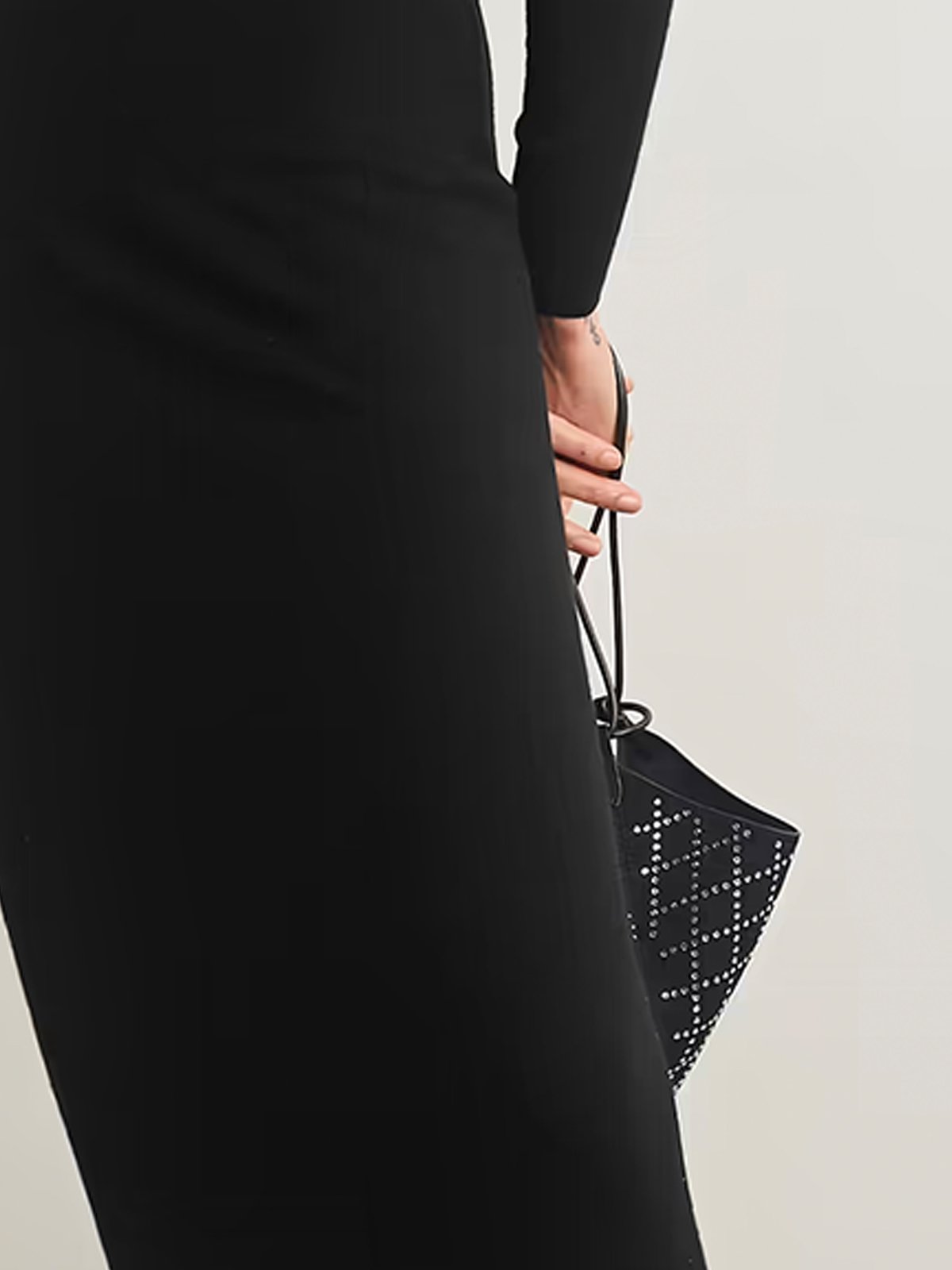 Urban Turtleneck Plain Long Sleeve Maxi Dress With No Belt