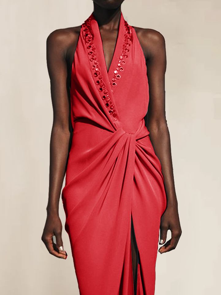 V Neck Urban Knot Front Dress