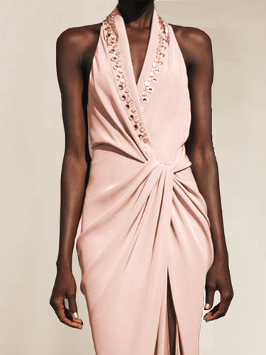 V Neck Urban Knot Front Dress