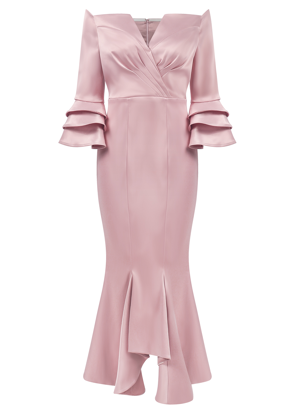 Pink Short Sleeve V Neck Regular Fit Ruched Maxi Elegant Dress For Summer