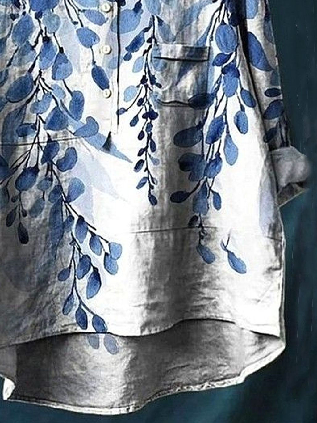 Women's Floral Spring Print Casual Half Collar Button-Down Shirt