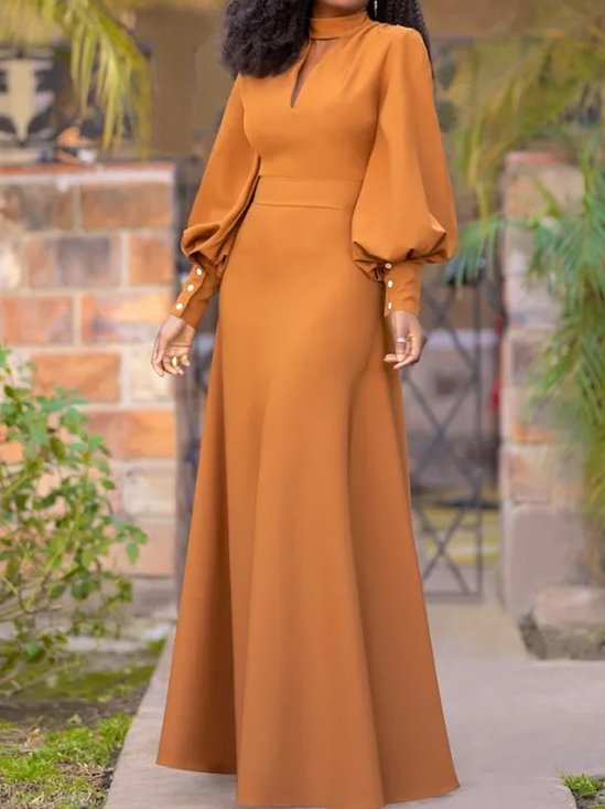 Half Turtleneck Regular Fit Urban Plain Dress With No Belt