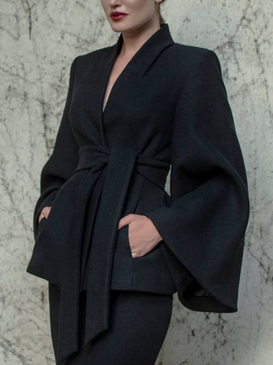 Elegant Plain Long Sleeve Regular Fit Jacket