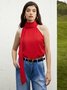 Daily Regular Fit Elegant Plain Halter Shirt