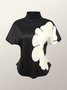 Tight Floral Short Sleeve Elegant T-Shirt