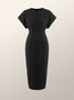 Urban Crew Neck Tight Midi Dress With No Belt