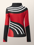Long Sleeve Urban Geometric Turtleneck T-Shirt