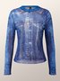 High Elasticity Regular Fit Stand Collar Long Sleeve Urban T-Shirt