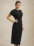 Urban Crew Neck Tight Midi Dress With No Belt
