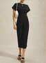 Urban Crew Neck Tight Midi Dress With No Belt