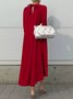 Plain Long sleeve Stand Collar Simple Regular Fit Dress