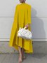 Plain Long sleeve Stand Collar Simple Regular Fit Dress