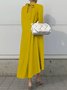 Plain Long sleeve Stand Collar Simple Regular Fit Dress
