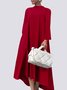 Plain Long sleeve Stand Collar Simple Regular Fit Dress