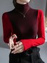 Urban  Turtleneck Color Block Basic T-Shirt