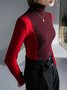 Urban  Turtleneck Color Block Basic T-Shirt