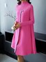 Elegant Loose Half Turtleneck Plain Dress