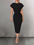 Urban Crew Neck Tight Midi Dress With No Belt