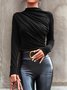Half Turtleneck Elegant Regular Fit Plain T-Shirt