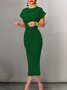 Urban Crew Neck Tight Midi Dress With No Belt