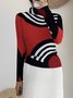 Long Sleeve Urban Geometric Turtleneck T-Shirt