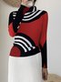 Long Sleeve Urban Geometric Turtleneck T-Shirt
