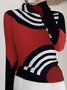Long Sleeve Urban Geometric Turtleneck T-Shirt