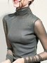 Elegant Turtleneck Plain Tight T-Shirt