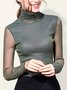 Elegant Turtleneck Plain Tight T-Shirt