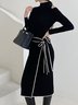 Tight Elegant Turtleneck Long sleeve Midi Dress