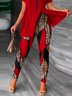 Abstract Tight Casual Pants