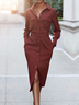 Urban Regular Fit Shirt Collar Long sleeve Dress With Belt