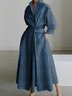 Urban Stand Collar Denim Dress With No Belt