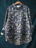 Women's Floral Spring Print Casual Half Collar Button-Down Shirt