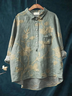 Women's Floral Spring Print Casual Half Collar Button-Down Shirt