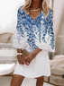 Women's Half Sleeve Summer White Floral Printing V Neck Daily Going Out Casual Midi H-Line Classic Dress
